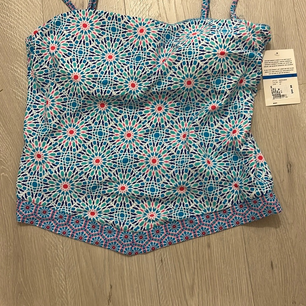 Blue and Pink Patterned Tank Tankini